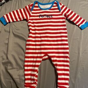 George ‘Perfect’ Red & White Striped Footie 0-3M